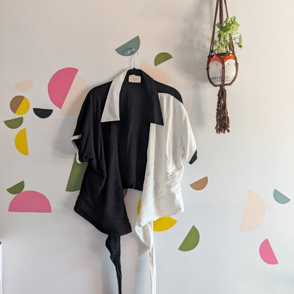 Colour Block Wrap Top - Picture 3 of 6